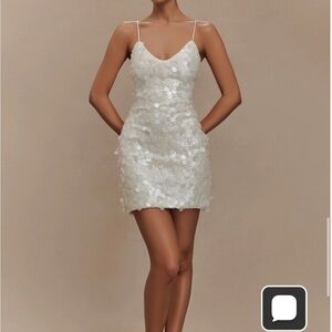 Meshki Romilly White Sequin Mini Dress